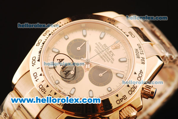 Rolex Daytona II Chronograph Swiss Valjoux 7750 Automatic Movement Full Rose Gold with Orange Dial and White Markers - Click Image to Close